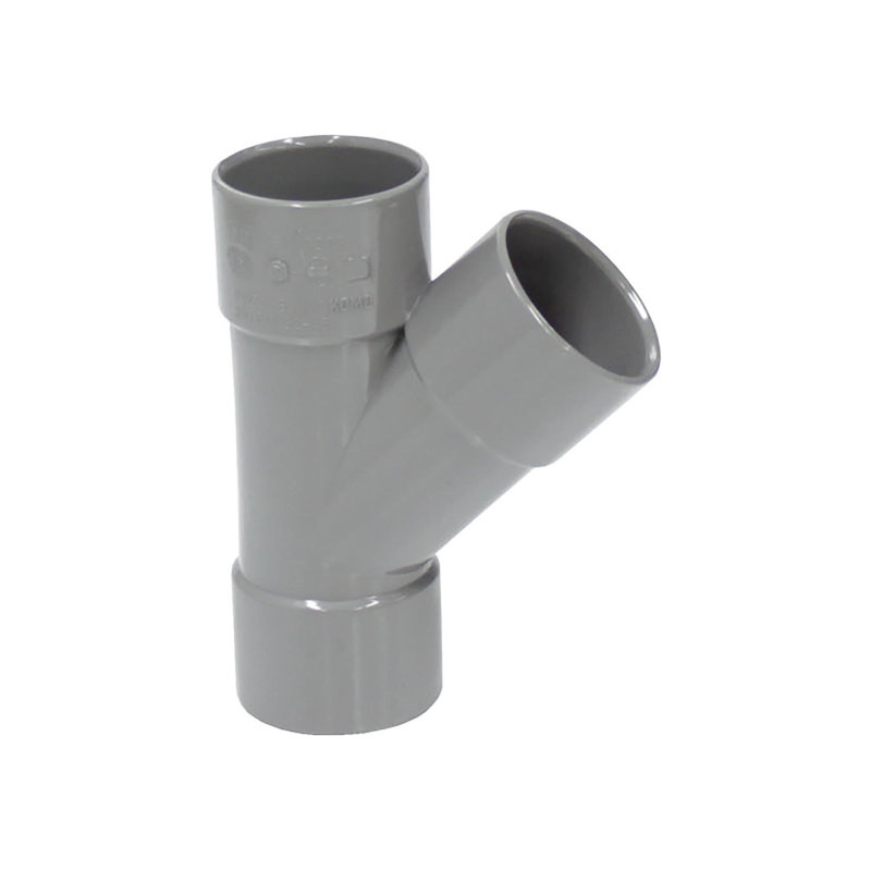 Té en PVC pour sanitaire F/F 45° gris Ø 50 mm