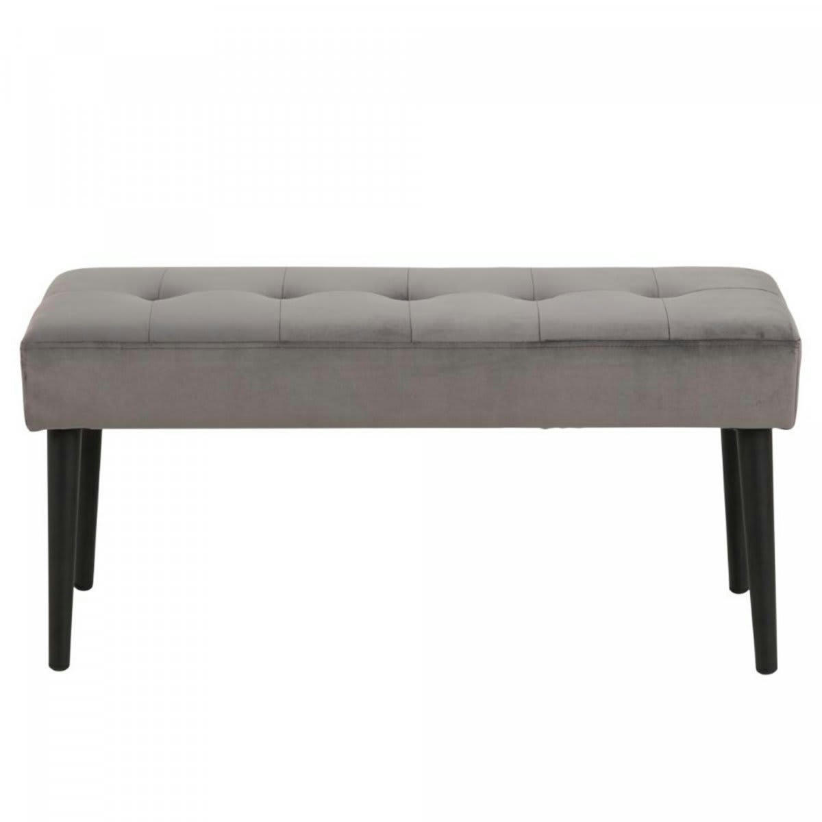 GLORE - Banc contemporain en velours matelassé et pied en métal gris