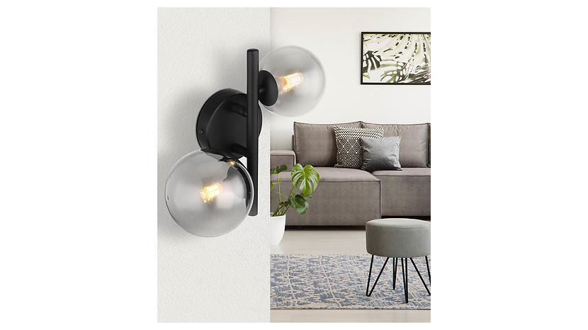 Lampa sufitowa Riha LED 2-punktowametalowo-szklana dymna