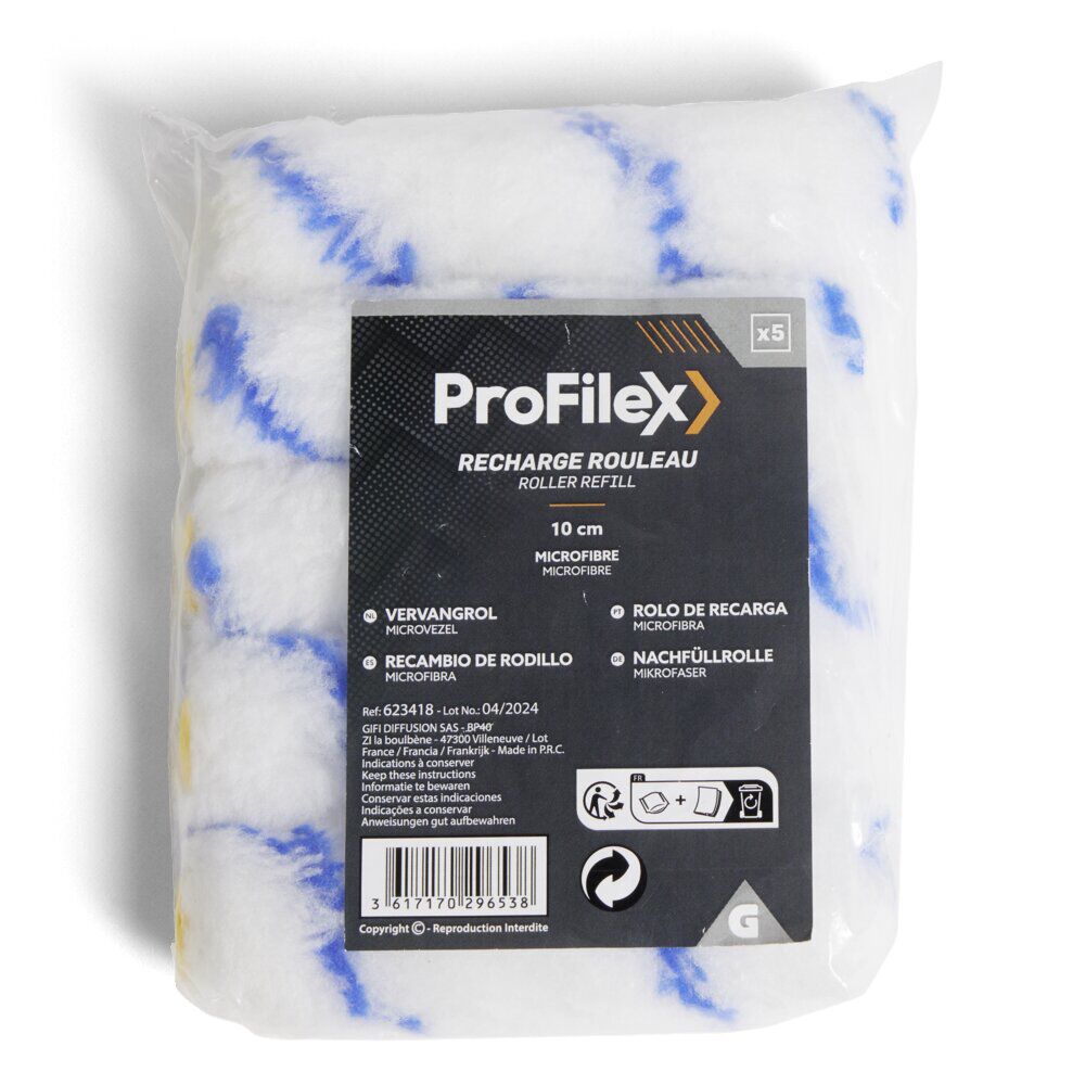 Lot de 5 rouleaux de peinture microfibre 10cm