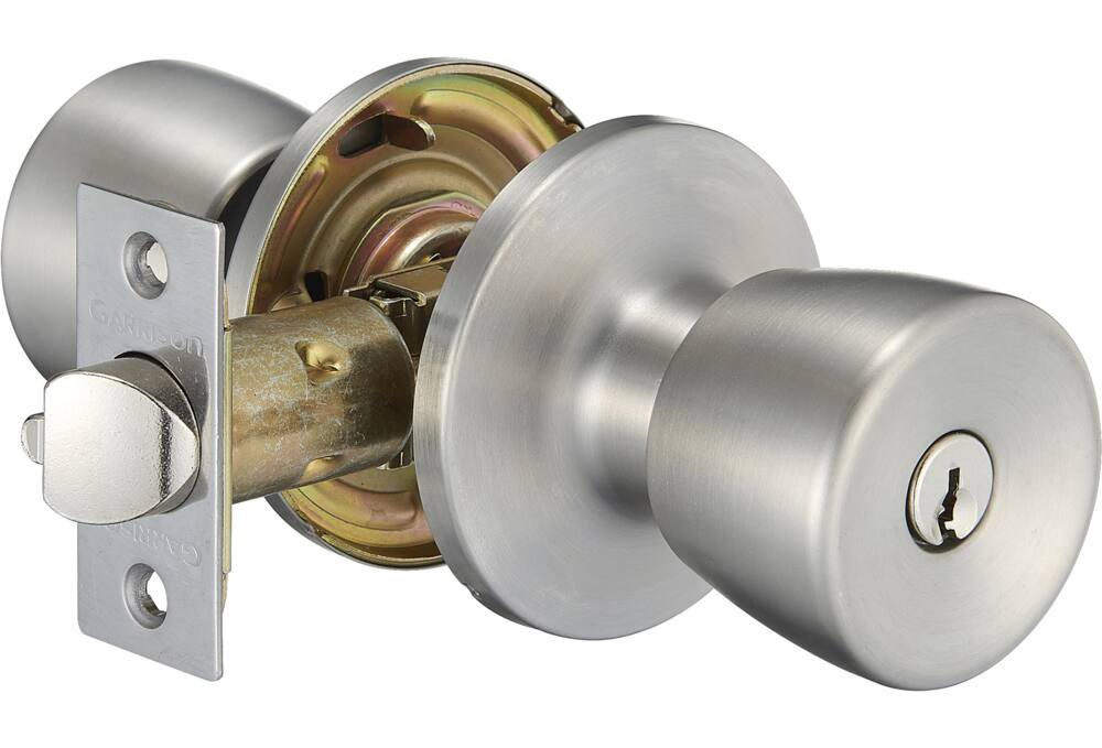 Garrison Entry Keyed Tulip Door Knob Lock Set, Stainless Steel