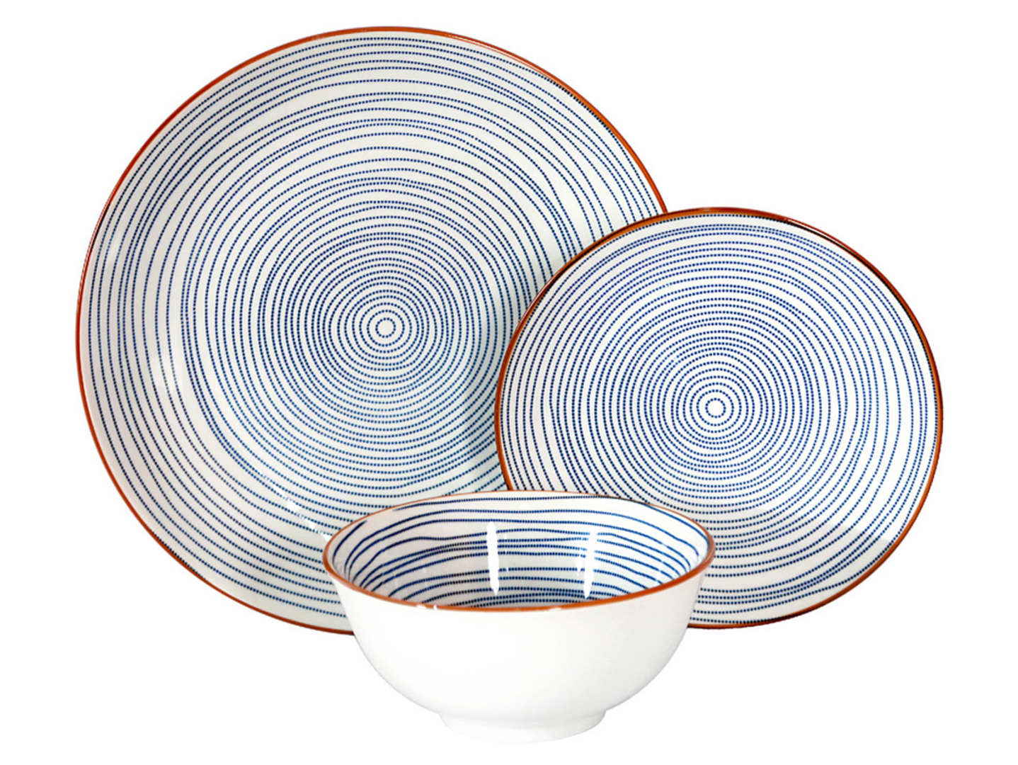 Komplet obiadowy 18 el. porcelanowy Denim niebieski