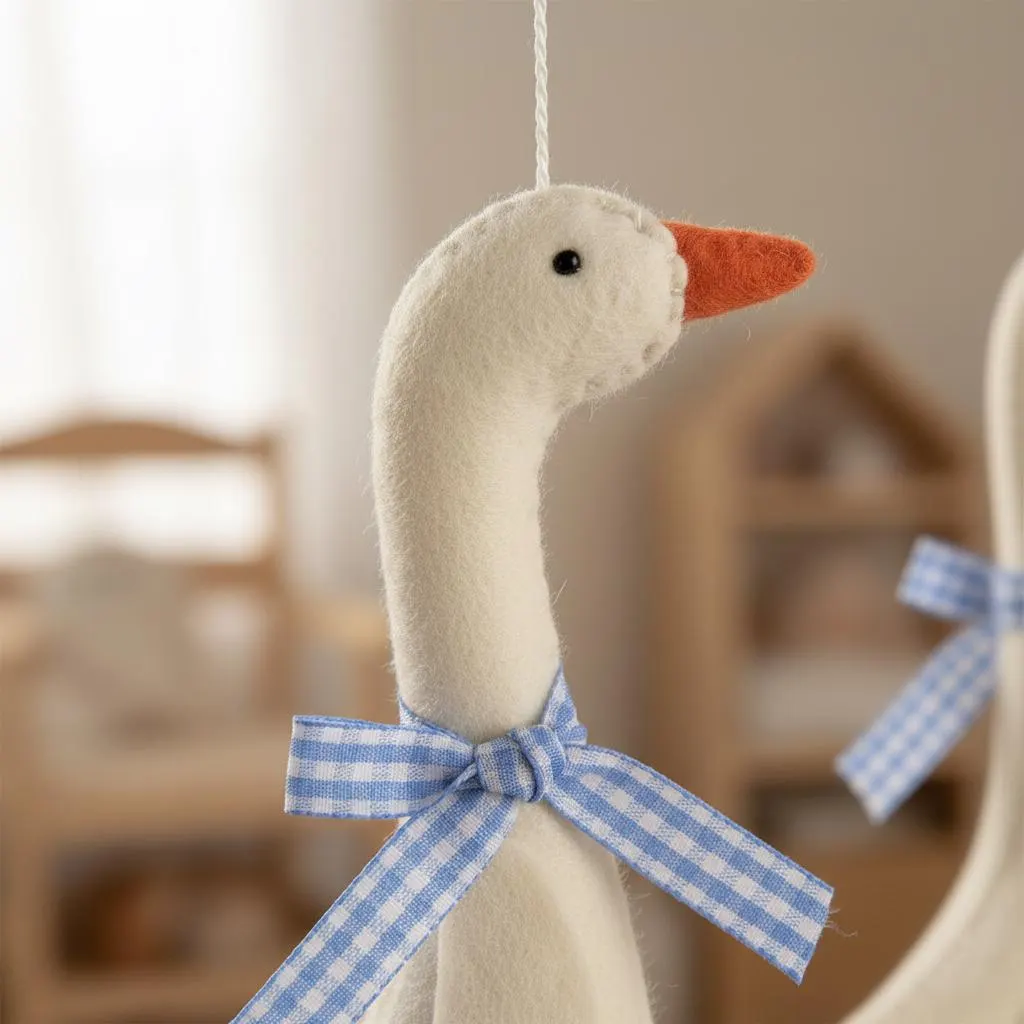 Duck Goose Baby Mobile | Neutral Nursery Decor | Flying Bird Crib Hanging | Boho Baby Mobile | Newborn Shower Gift