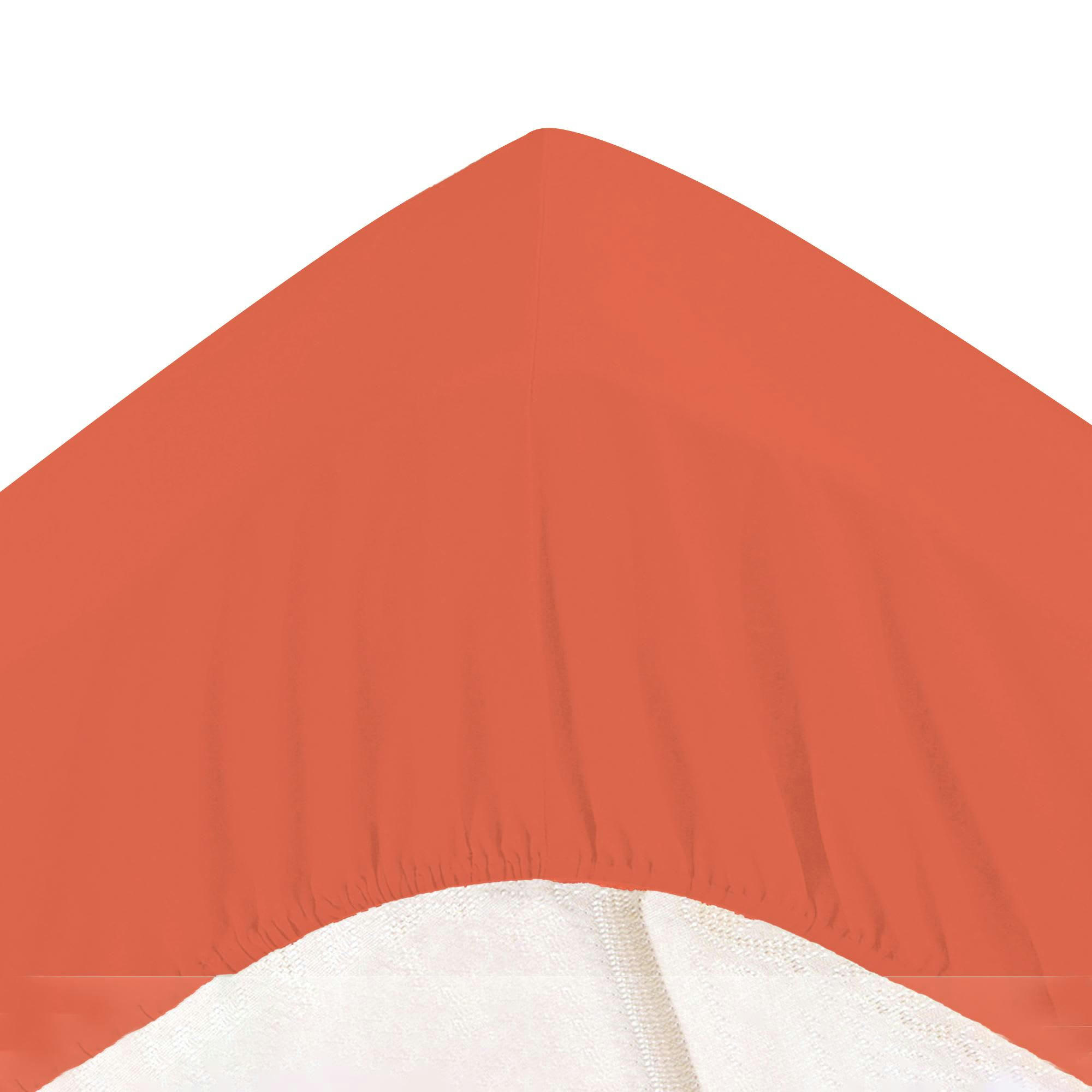 PERCALE - Drap-housse grand bonnet 90x190x32 orange terracotta en coton