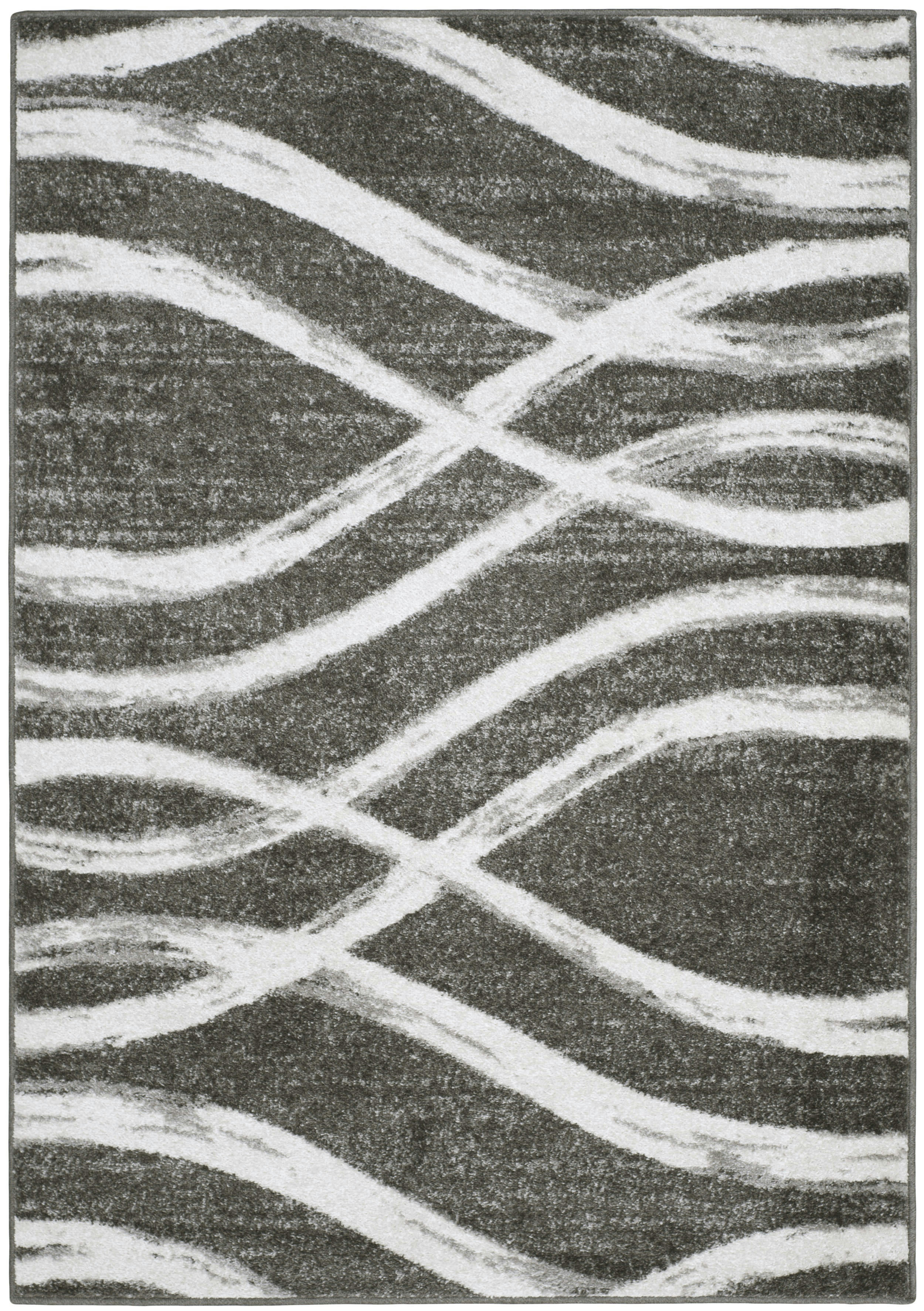 ADIRONDACK - Tapis de salon interieur en gris charbon & ivoire, 122 x 183 cm