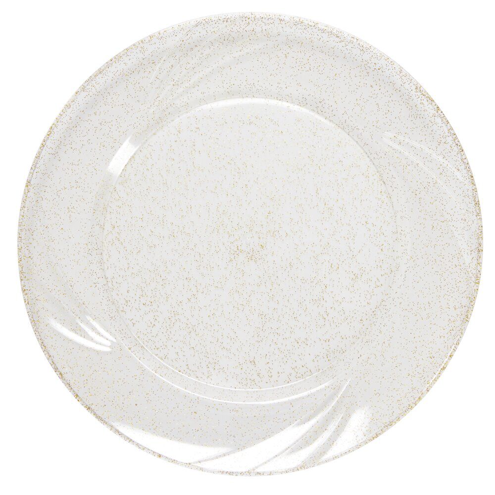 Assiette plastique réutilisable x4 pailletée dorée Ø26cm