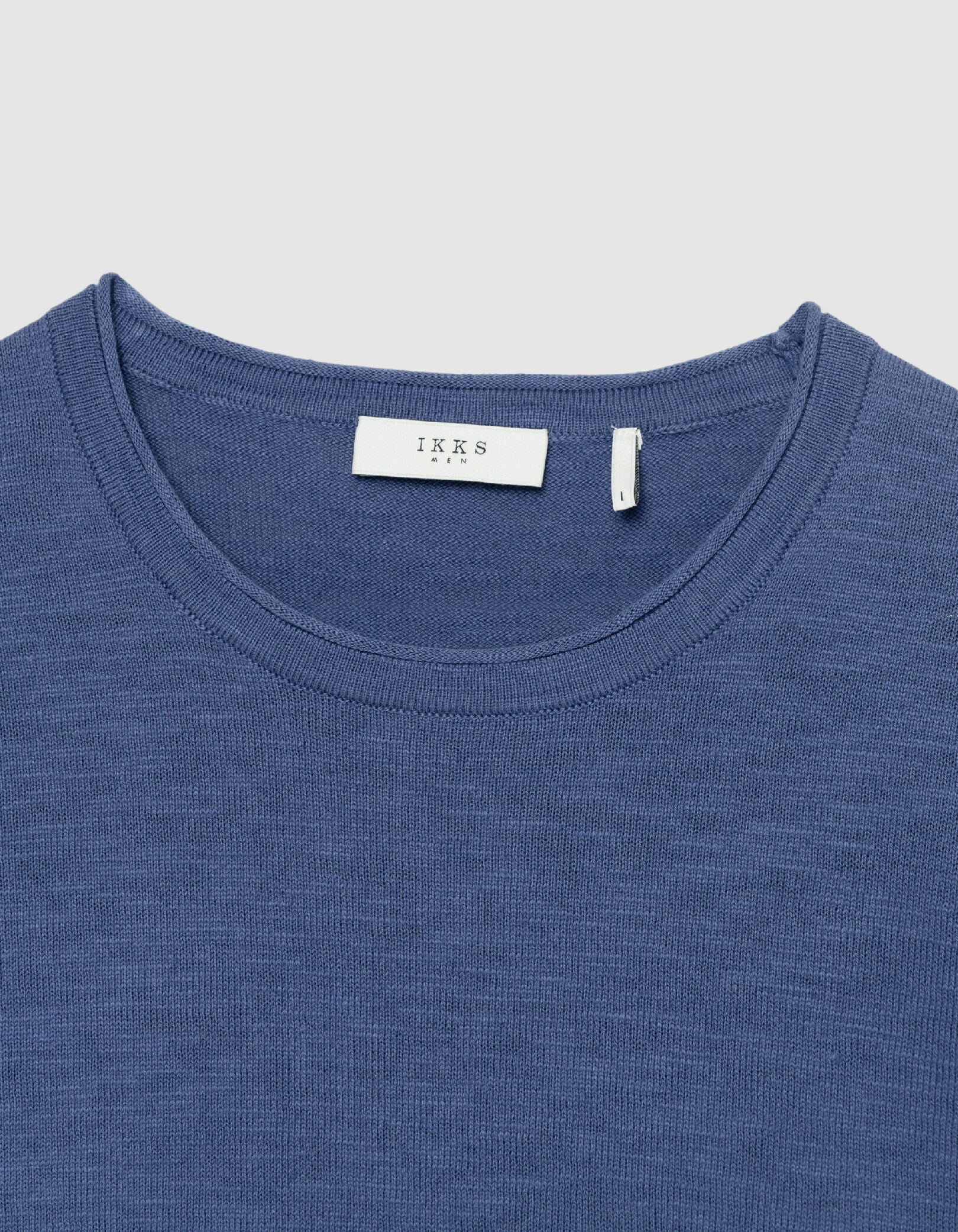 Pull bleu coton bio tricot fin flammé Homme