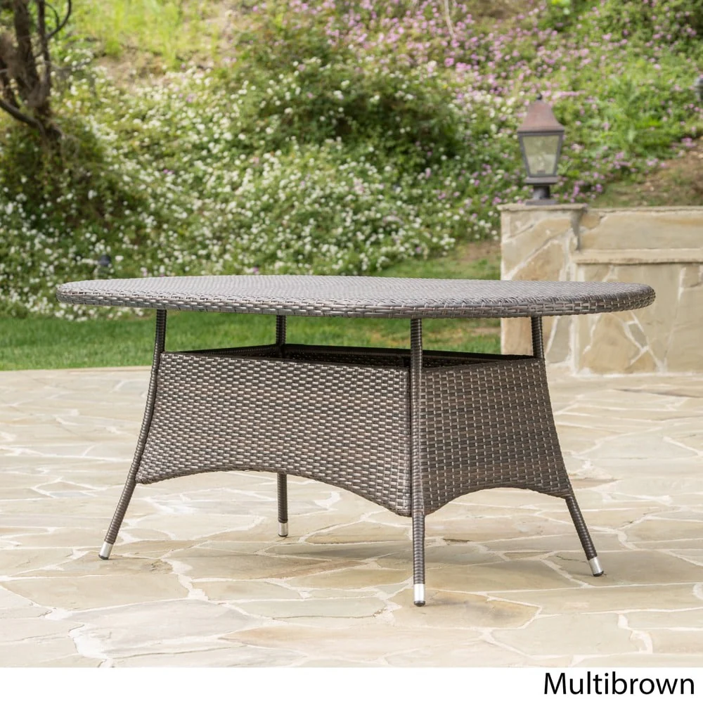 Corsica Outdoor Oval Wicker Dining Table by Christopher Knight Home