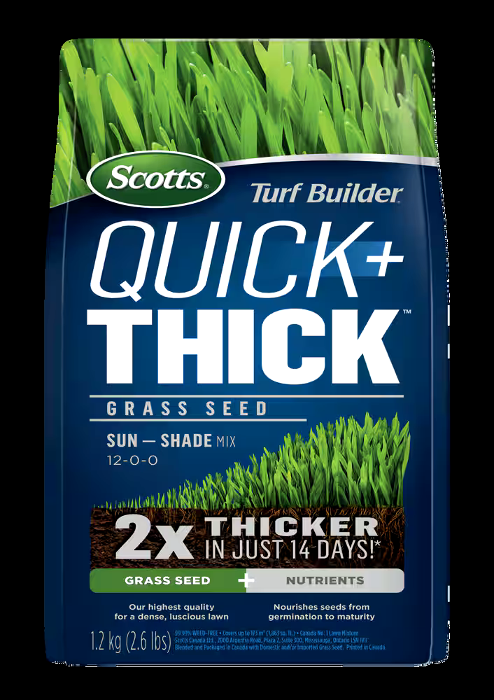 Scotts Turf Builder Quick + Thick™ Sun & Shade Grass Seed & Fertilizer Mix, 1.2-kg