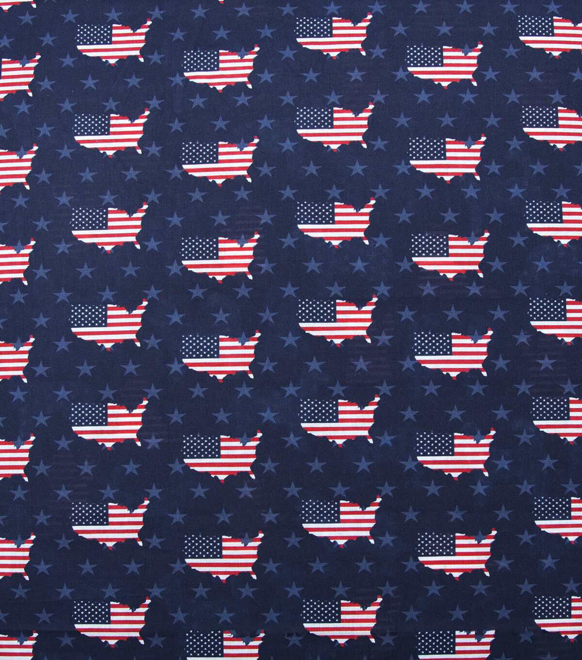 USA Flag On Navy Stars Patriotic Cotton Fabric