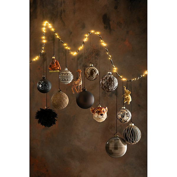 Boite de 6 boules de Noël en verre marron 5.2x7.2x9.7 cm