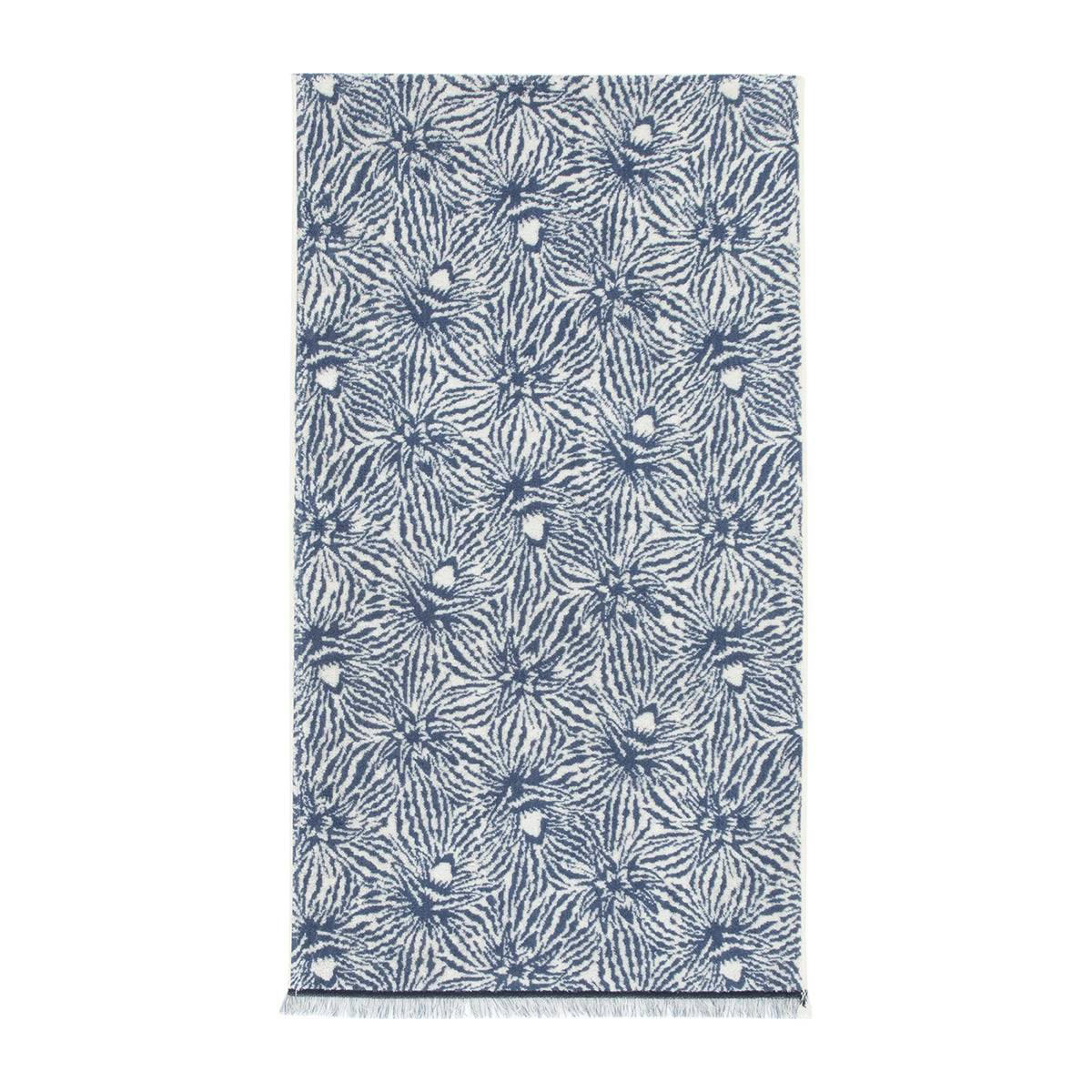 POSIDONIE - Serviette de bain en  jacquard de coton bleu 55 x 100 cm