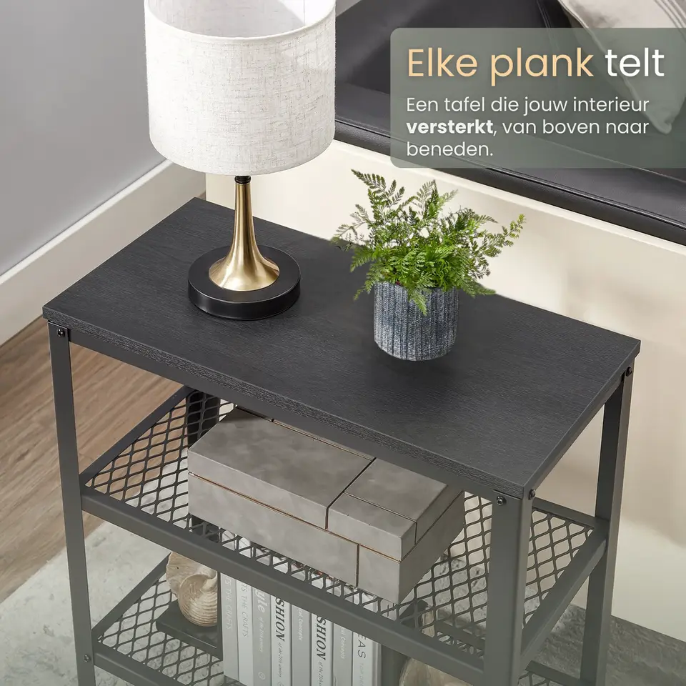 O'DADDY Industri?le Wandtafel - 2 Gaasplanken - 60x30x60 cm - Zwart