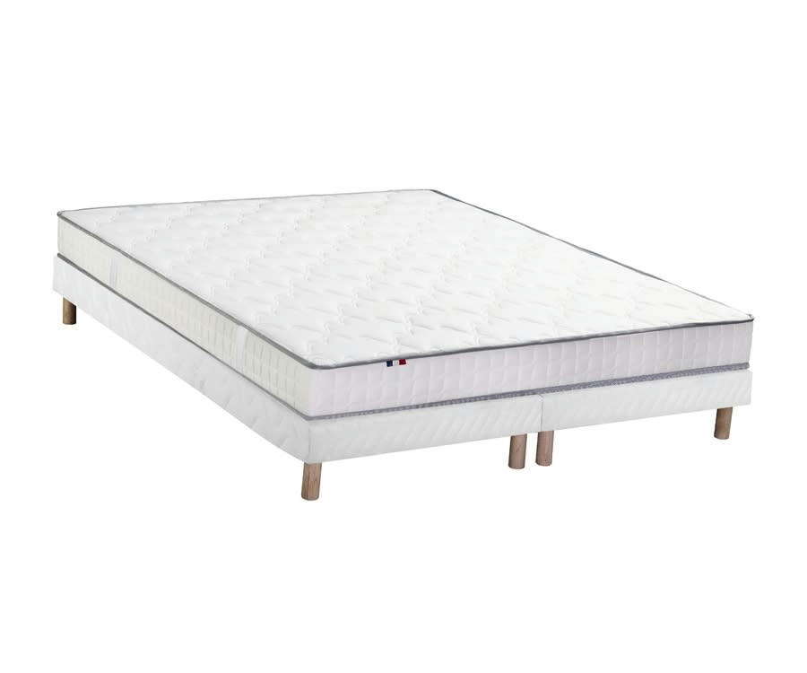ENSEMBLE PURE - Ensemble matelas 100% latex 3 zones sommier blanc 160x200
