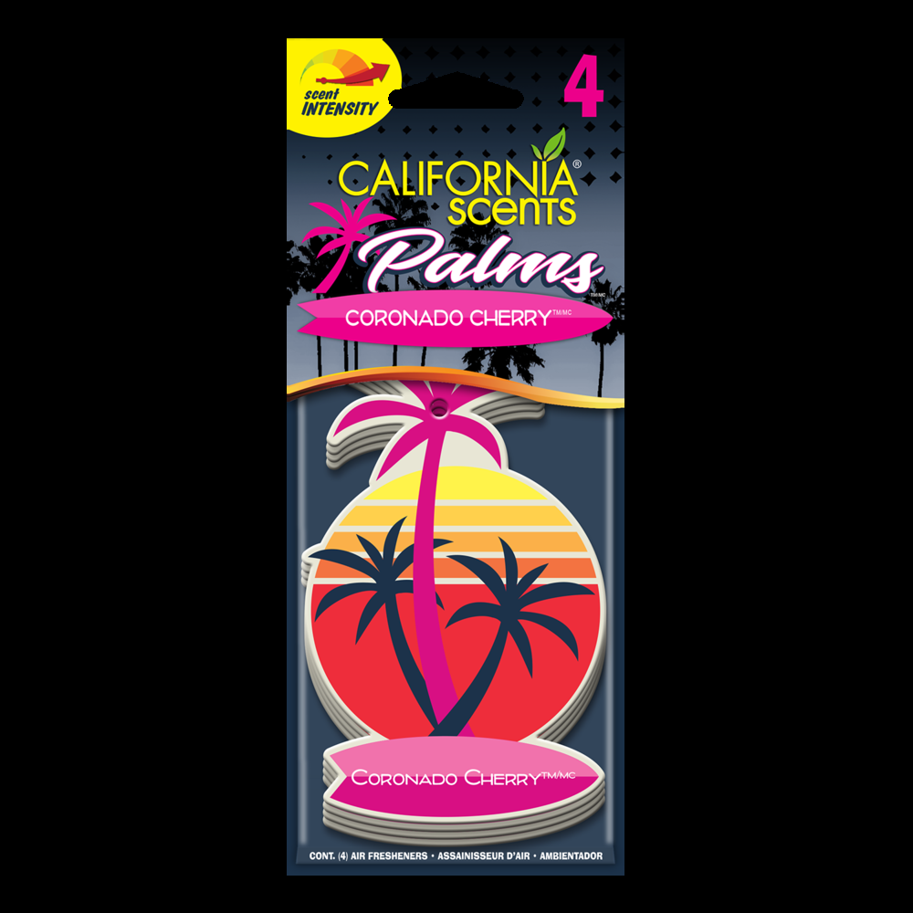 California Scents Palms Hanging Car Air Freshener, 4-pk