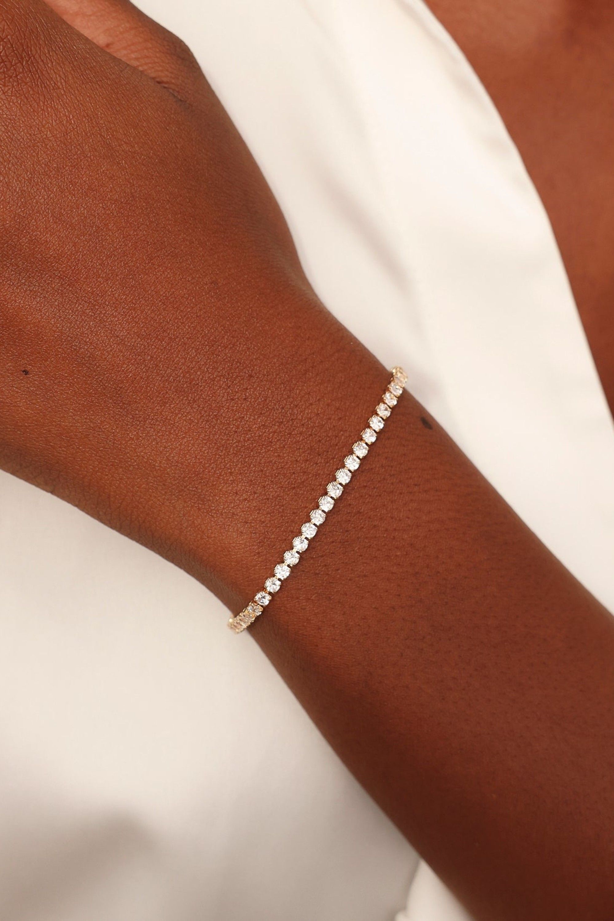 Linzi Wedlock Gold Crystal Thin Tennis Bracelet