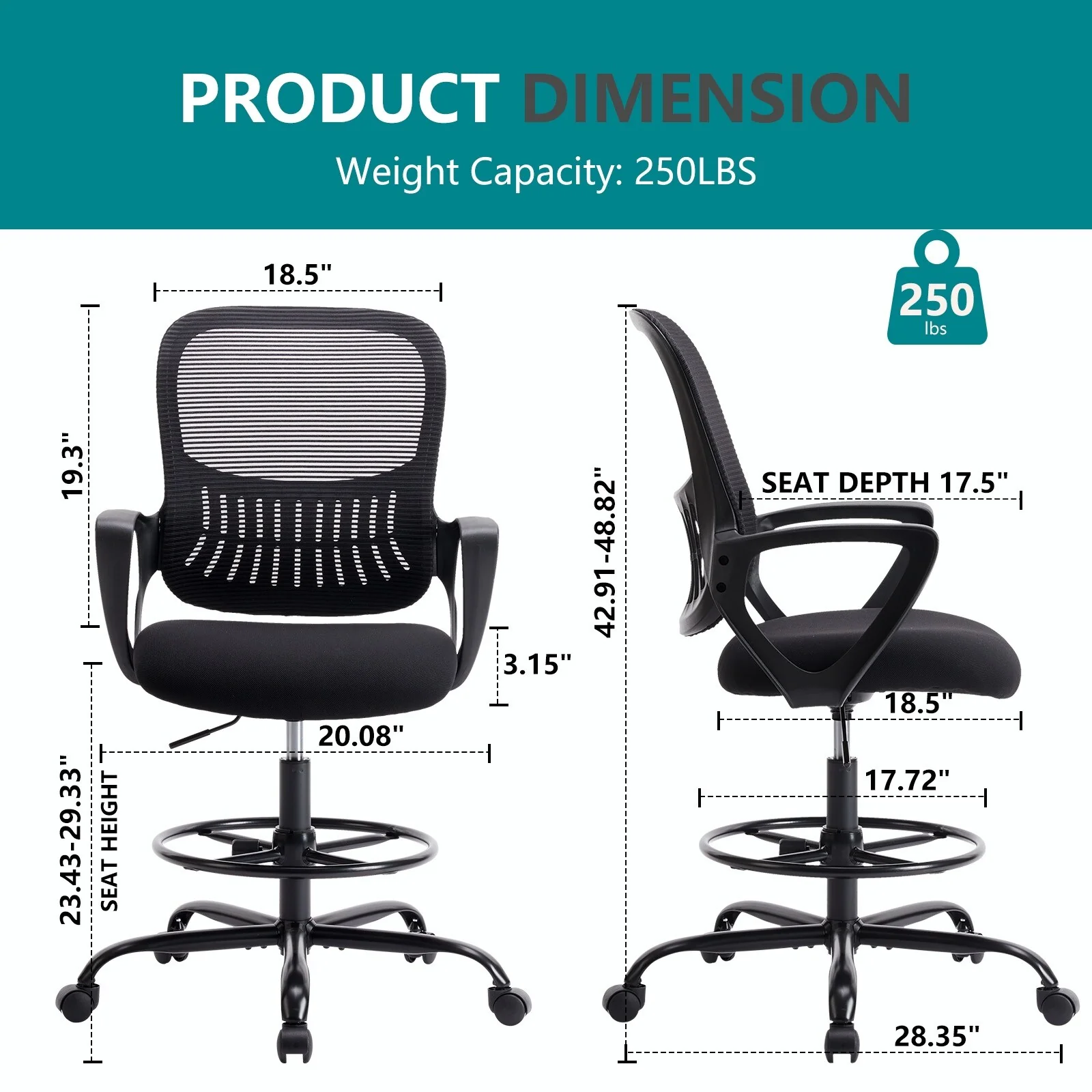 Ergonomic Tall Mesh Office Chair with Storable Lumbar Support