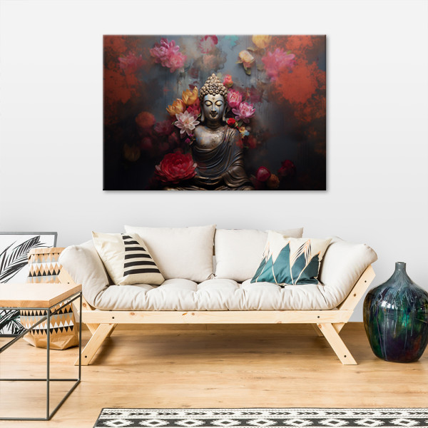 Feeby Obraz na płótnie, Budda Kwiaty Zen Abstrakcja 60x40