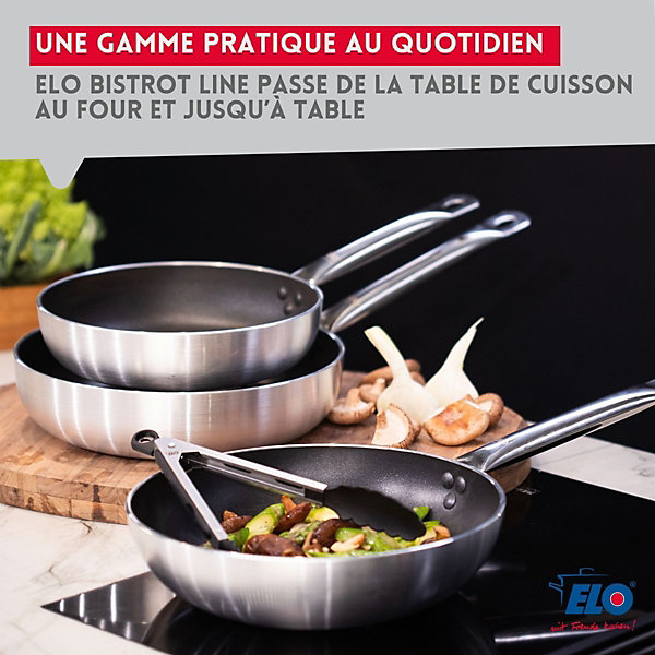 Lot Poêles 24/28 cm &Faitouts 12/20/24 cm Elo Bistro Line
