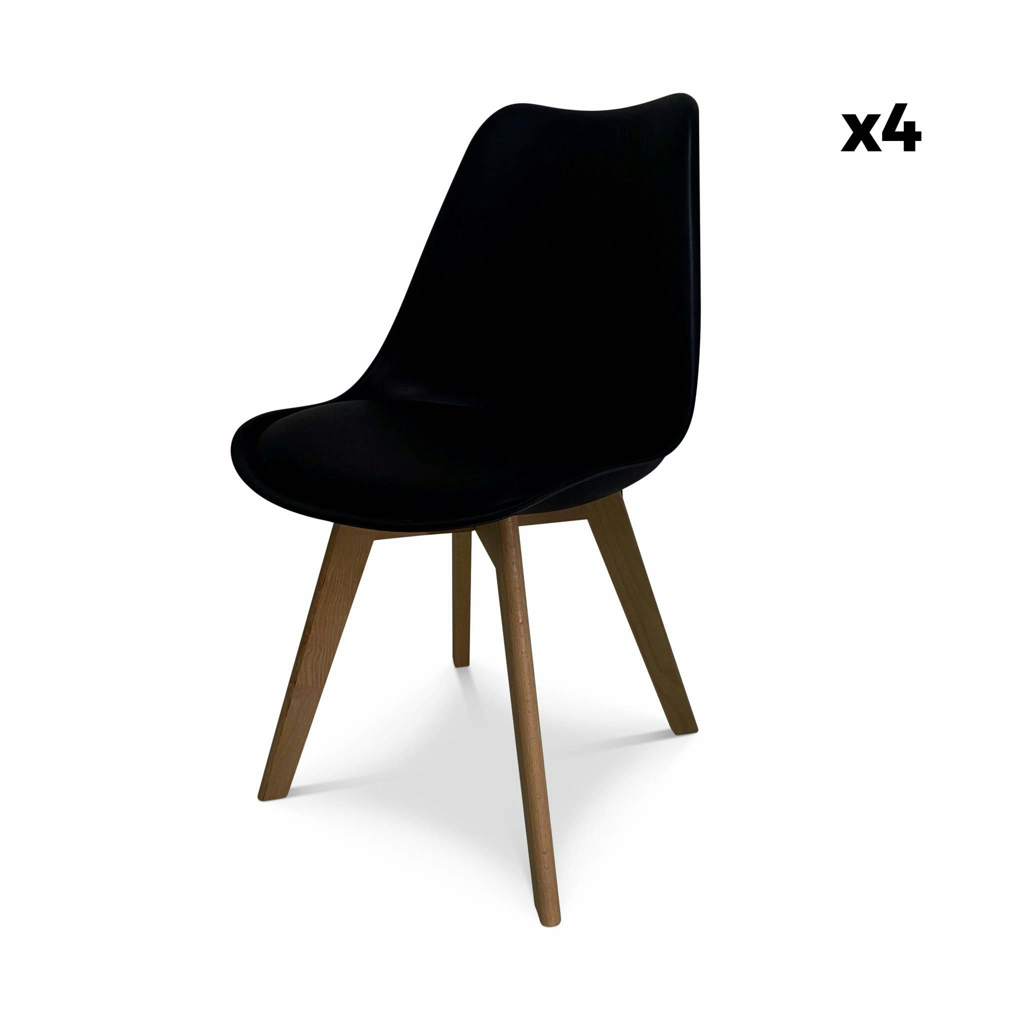 NILS - 4 chaises scandinaves  pieds bois de hêtre  noirs