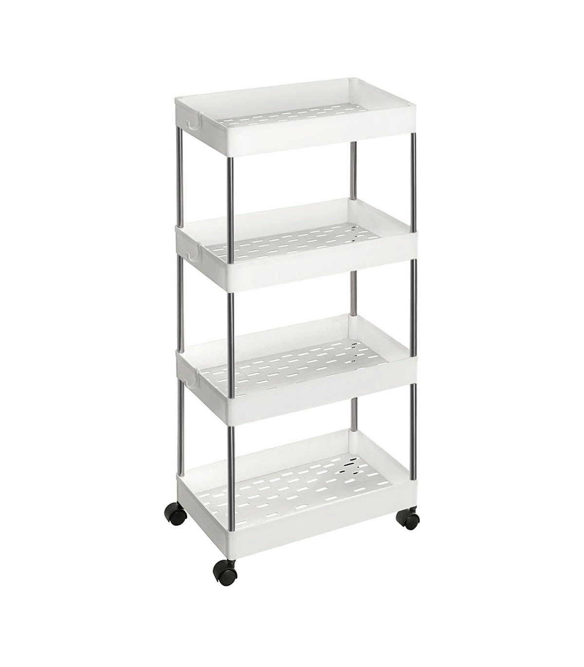- Desserte sur roulettes 4 niveaux blanche - L40 x H86 cm