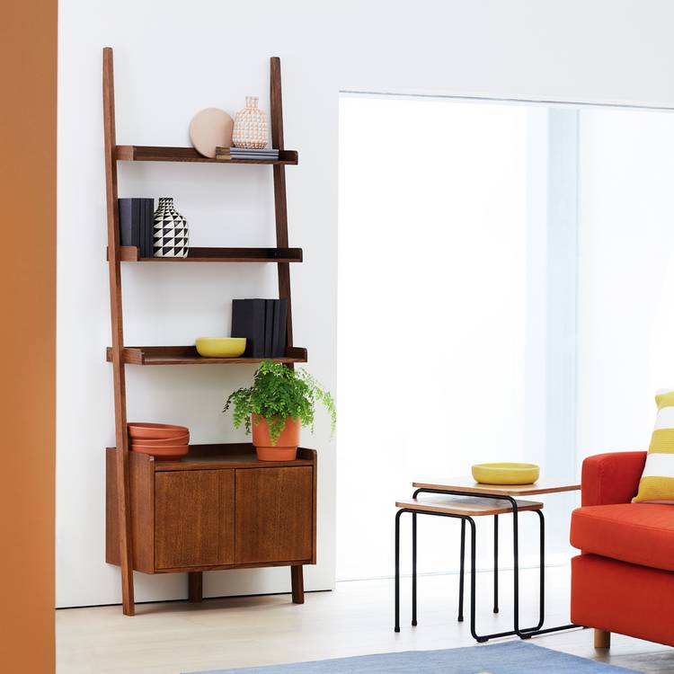 Habitat Jessie 2 Door Ladder Shelf - Walnut