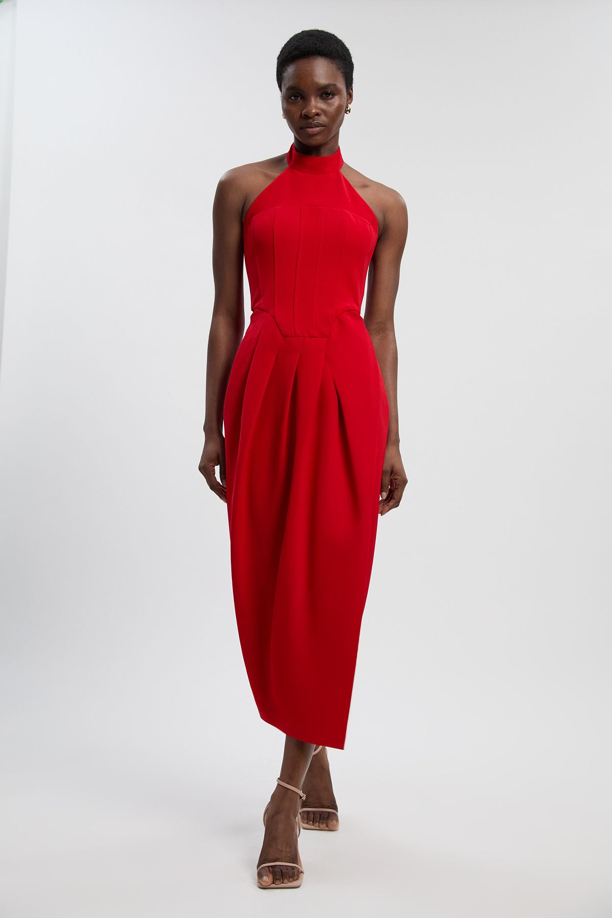 KarenMillen Soft Tailored Halter Neck Midi Dress