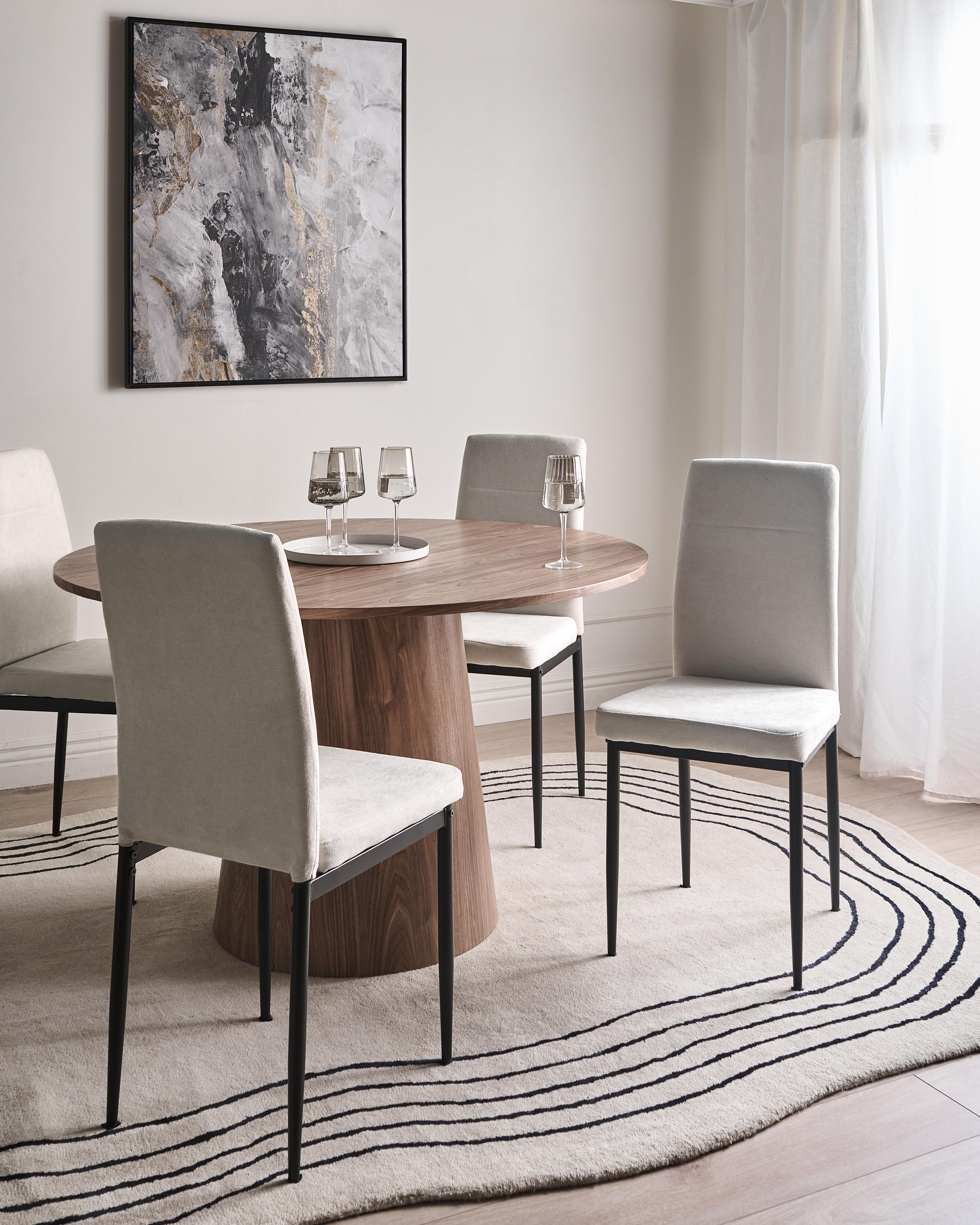 Set of 4 Dining Chairs RINER Fabric Light Beige