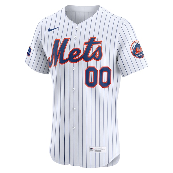 New York Mets Nike Home Elite Sponsor Patch Custom Jersey - White