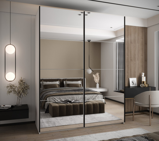 Szafa przesuwna 64 wysoka Lux 2 200 biały biały czarny