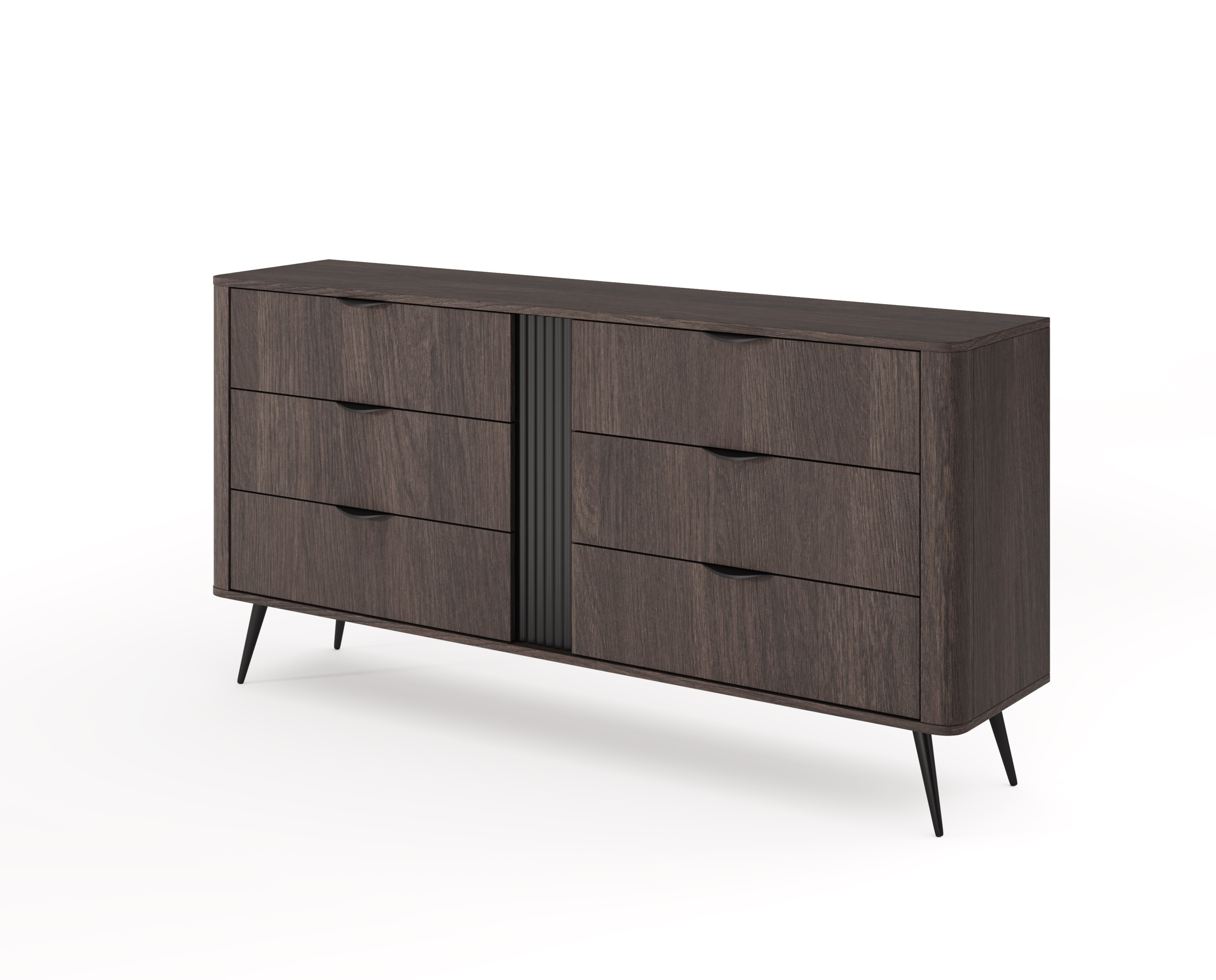 Komoda ARVIS - luksusowy design, 6 szuflad, Dąb Dunin   Czarny