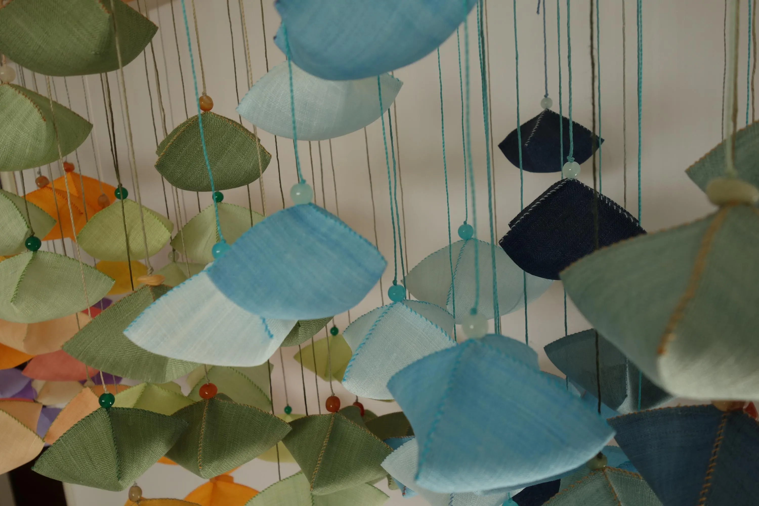 Hand-stitched Korean Ramie Mobiles, Organic Lavender Sachet Option,Kids Room Decor, Nursery