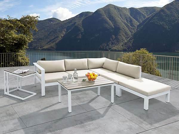 Ensemble de canapés d'angle de jardin 5 places MESSINA Côté gauche Métal Beige