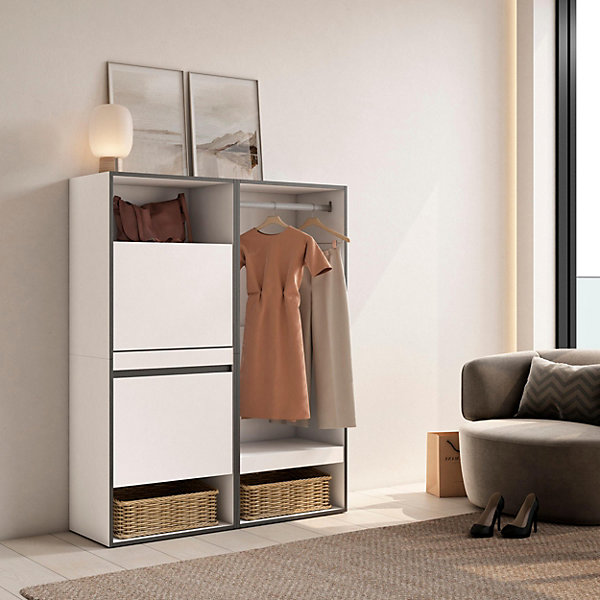 Meuble à chaussures 120x35x145cm vestiaire couleur blanc