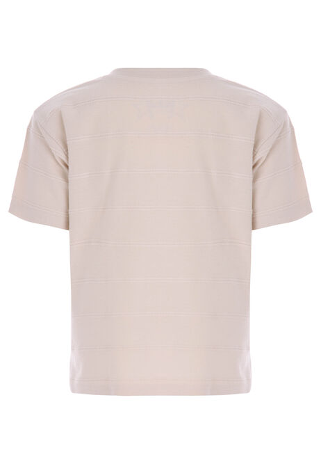 Younger Boys Stone Stripe Cotton T-Shirt