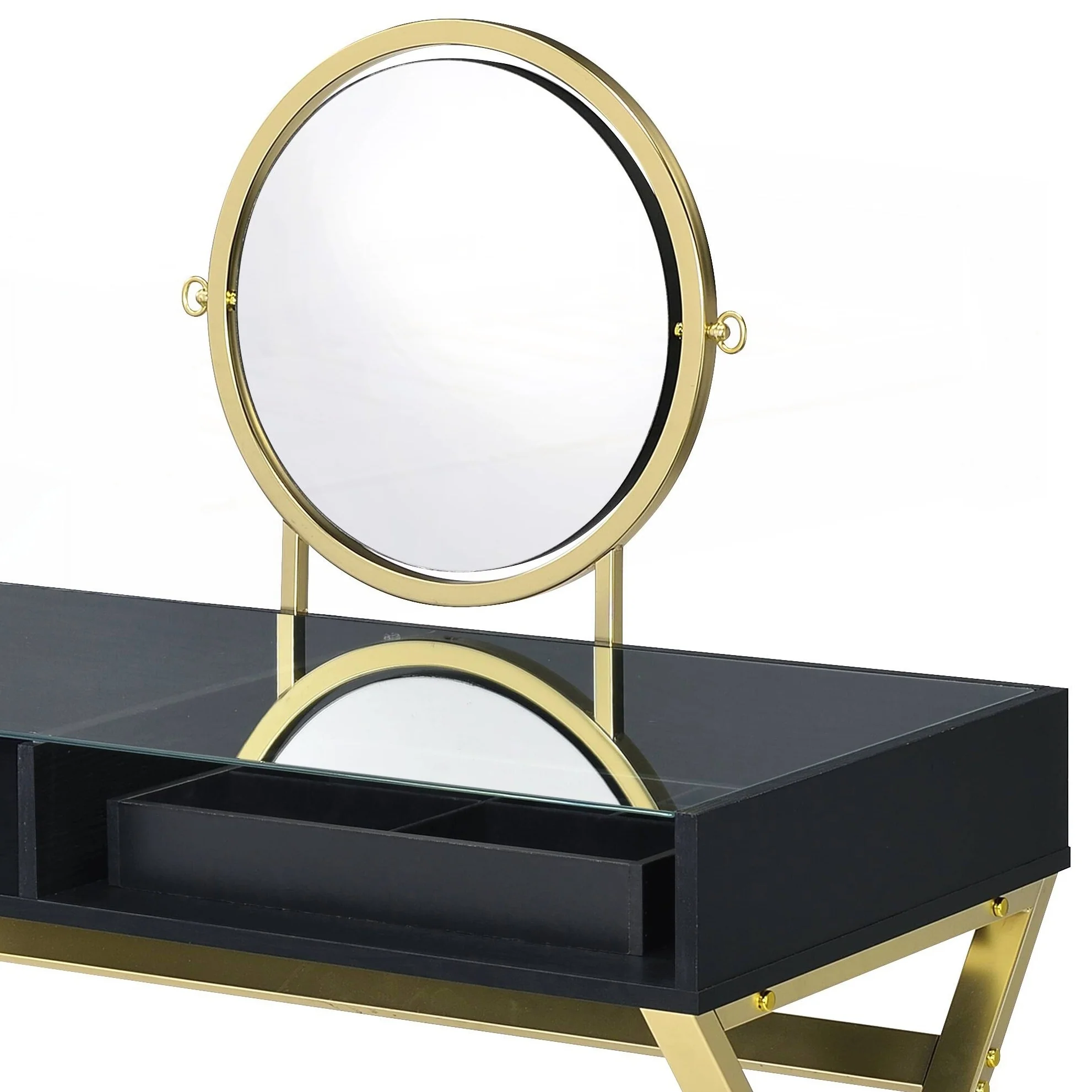 Coleen Black & Gold Finish Vanity Desk