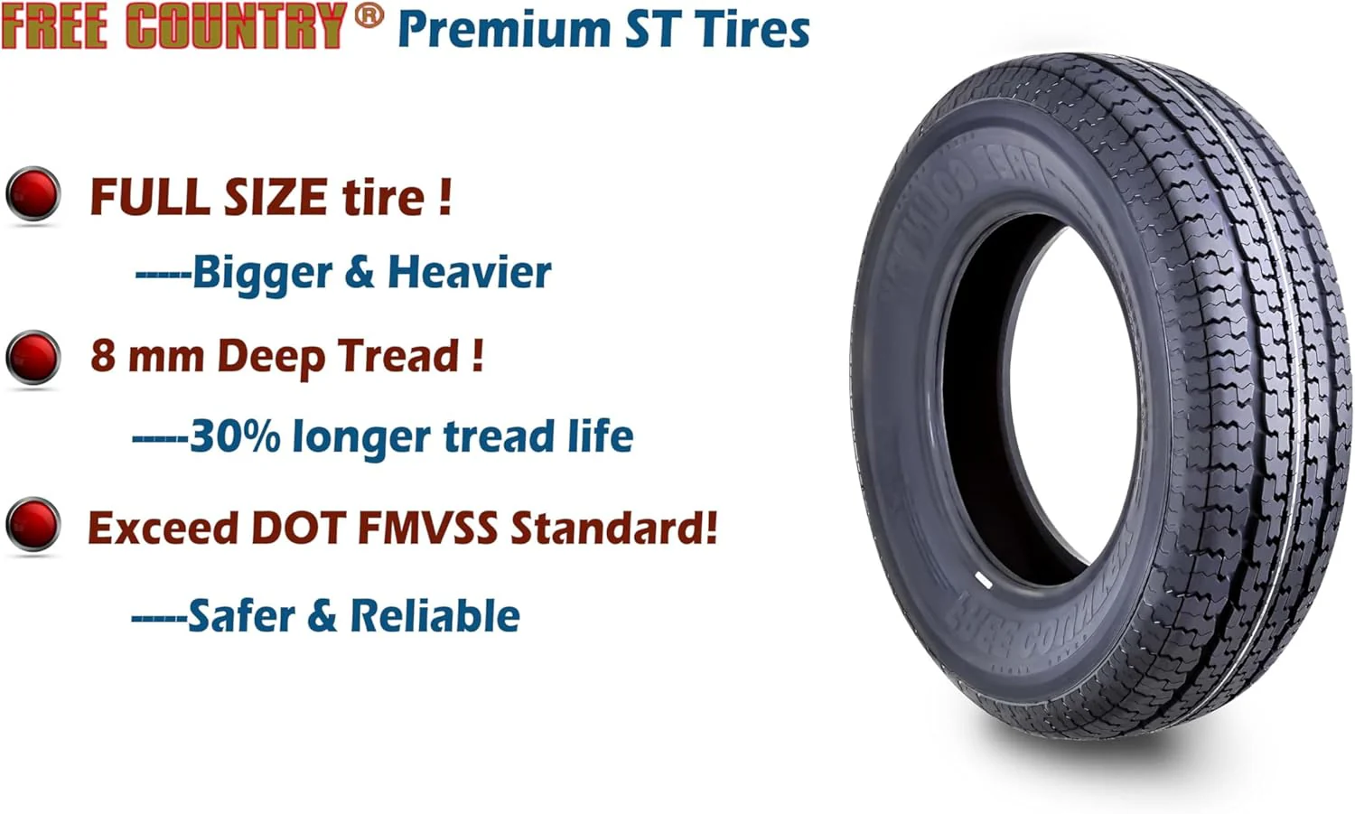 Libra Trailer Parts set of 4 Heavy Duty Trailer Tires ST205/75R15 205 75 15 10-Ply Load Range E Steel Belted Radial w/Scuff Guard(Set of 4)