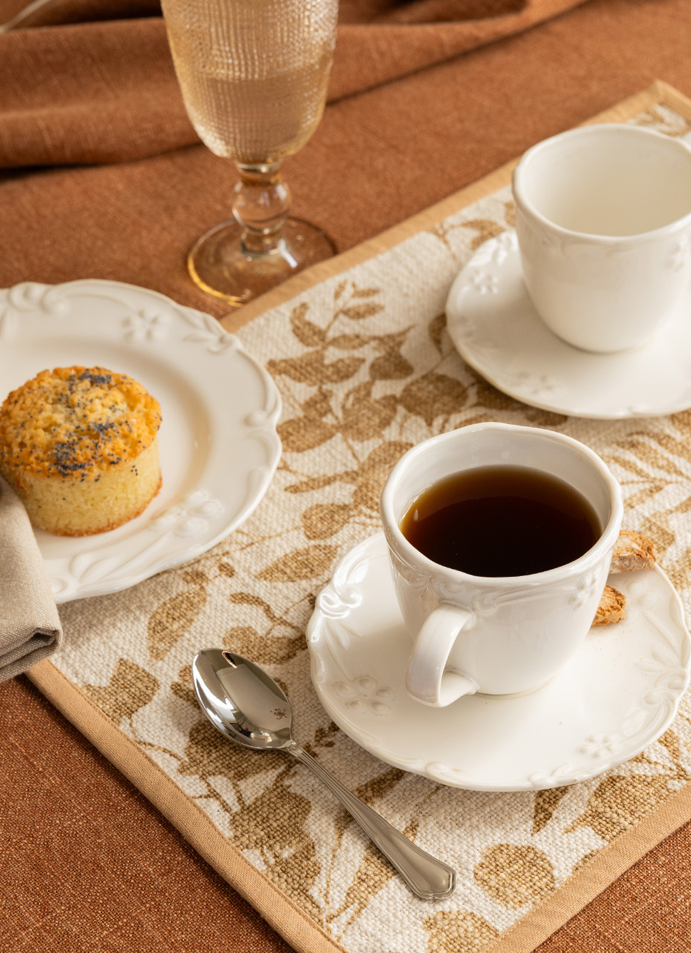 SET DE TABLE FEUILLES AQUARELLÉES BEIGE