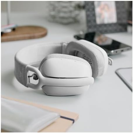 Logitech Zone Vibe 100 Lightweight Wireless Over Ear Headphones with Noise Canceling Microphone, Advanced Multipoint Bluetooth Headset, Works with Teams, Google Meet, Zoom, Mac/PC - Off White