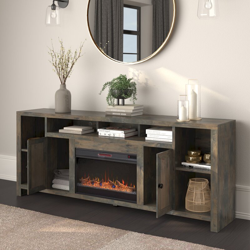 Gianessa 84'' Fully Assembled TV Stand With Electric Fireplace, Fits TVs up to 88