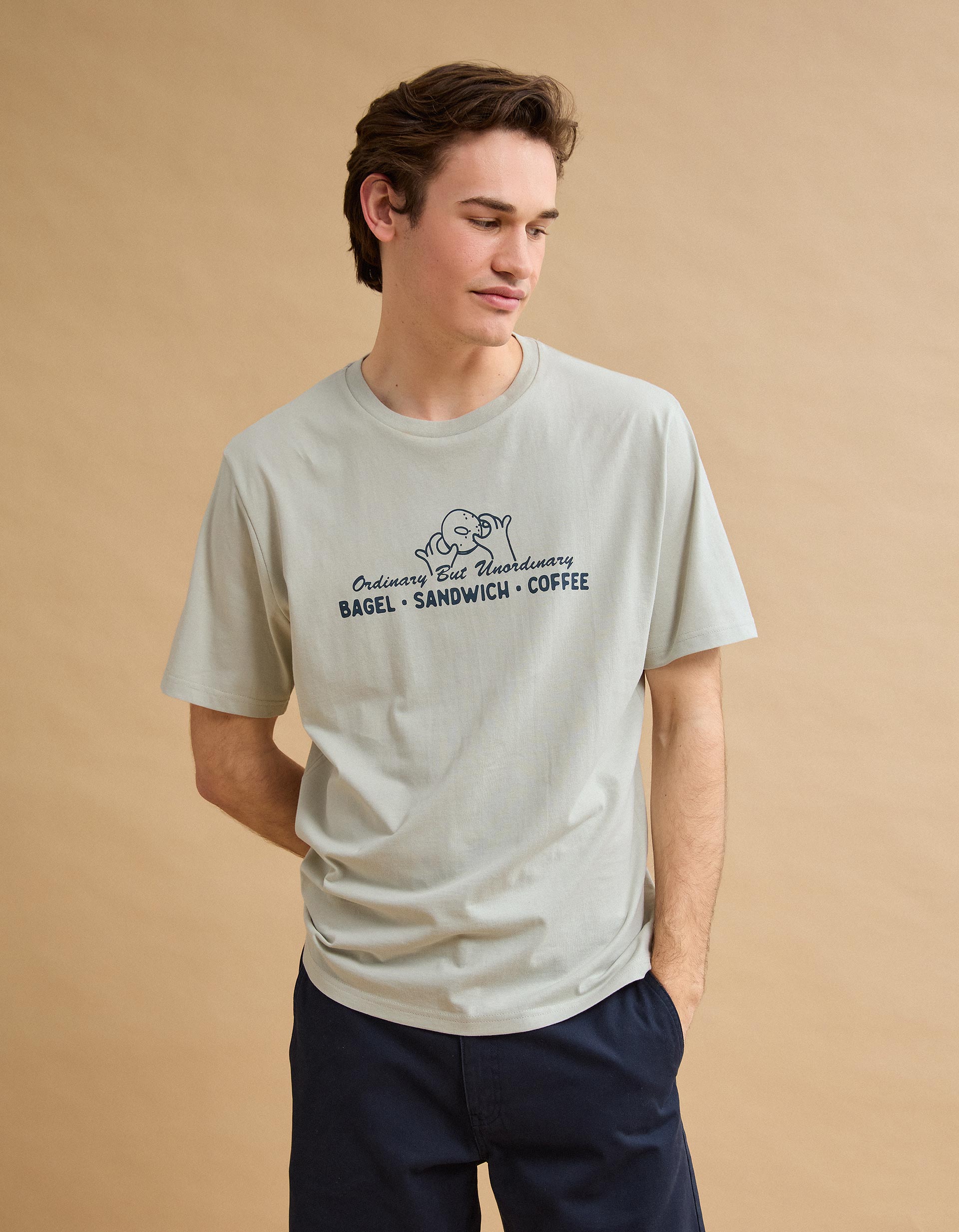 T-shirt Jersey Estampado, Homem, Cinzento