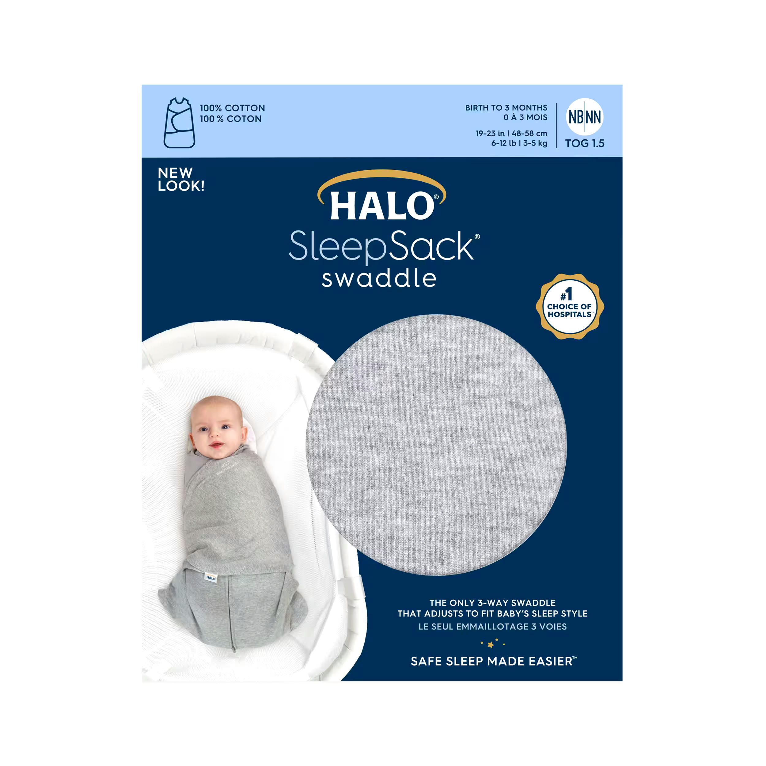 Halo SleepSack® Swaddle, Small, Heather Grey