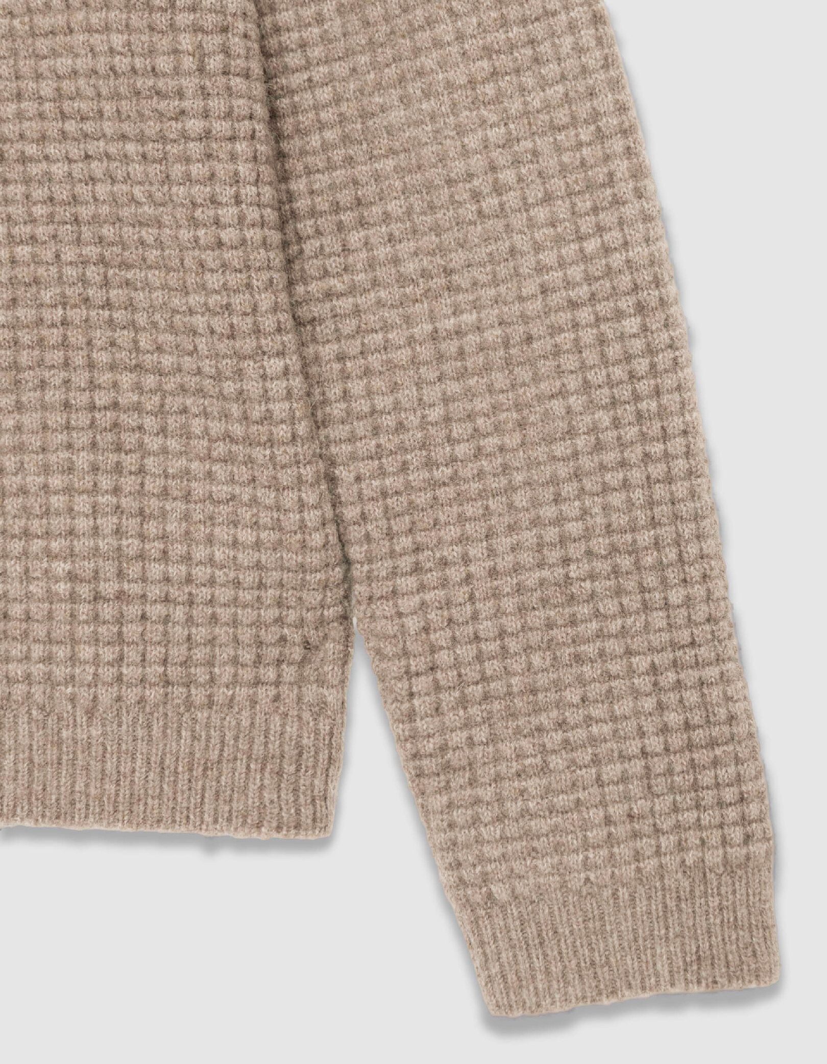 Pull beige tricot relief col rond Homme