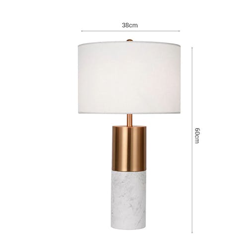 SOGA 60cm White Marble Bedside Modern Desk Table Lamp Living Room Shade with Cylinder Base