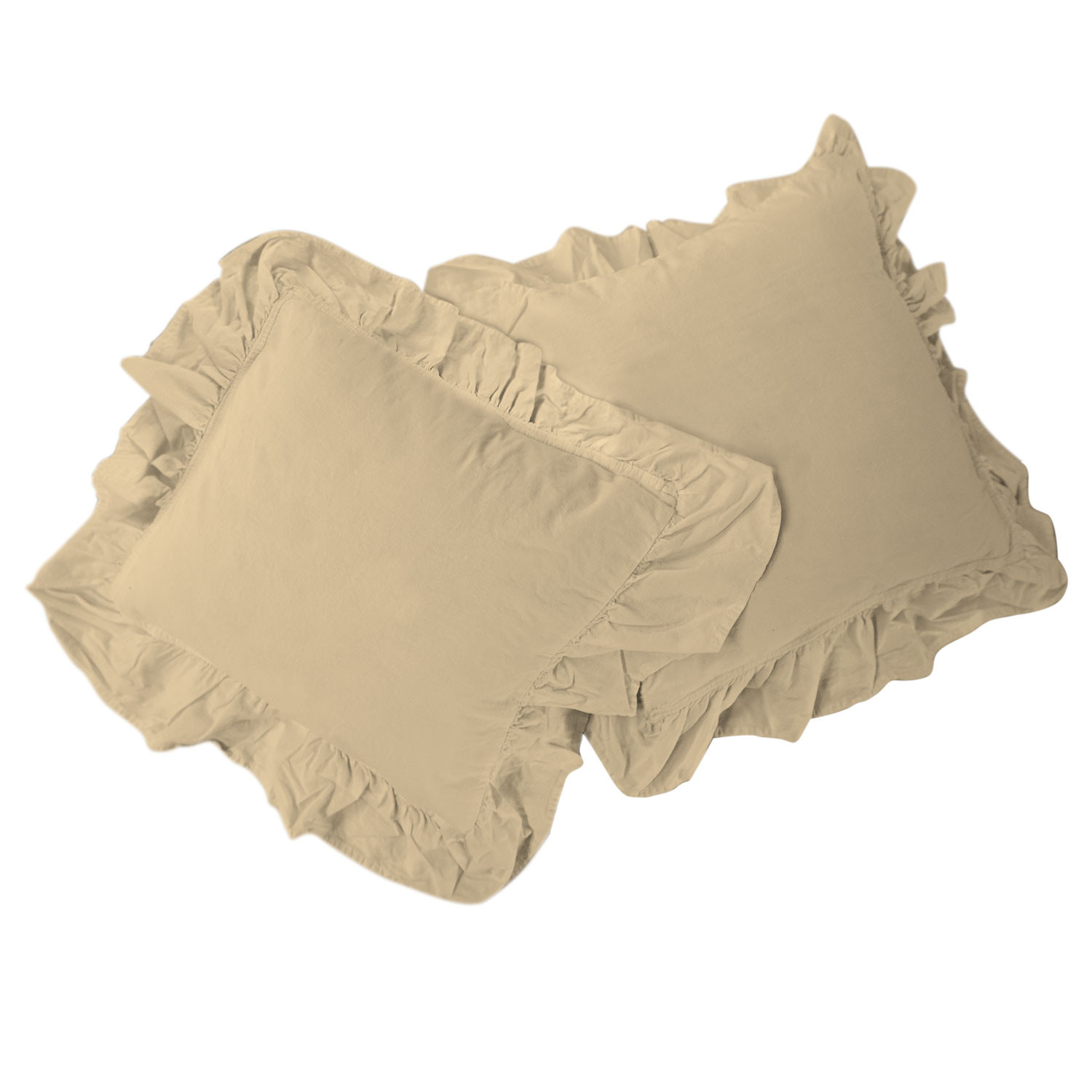 Komplet 2 szt. poszewek bawełnianych 40x40 Beżowa Stonewashed