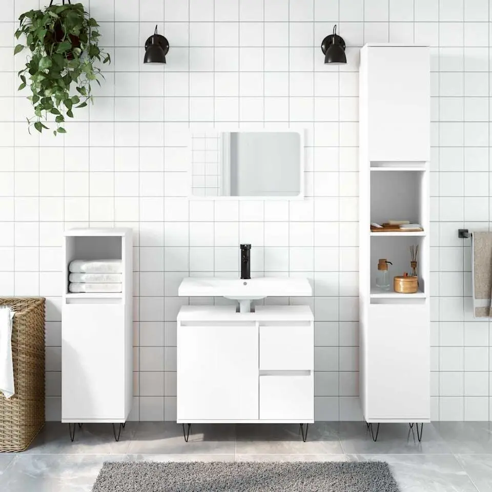 vidaXL - Wastafelonderkast met 2 lades - Wit - Hout en ijzer - 65x33x60 cm