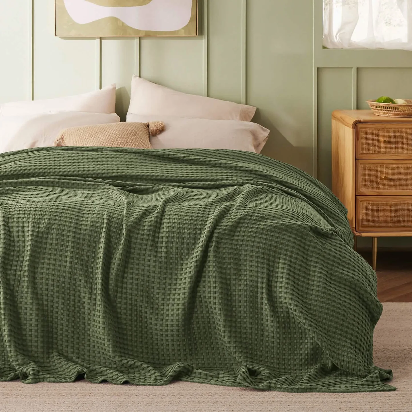 Bedsure Rayon Derived From Bamboo Waffle Blanket
