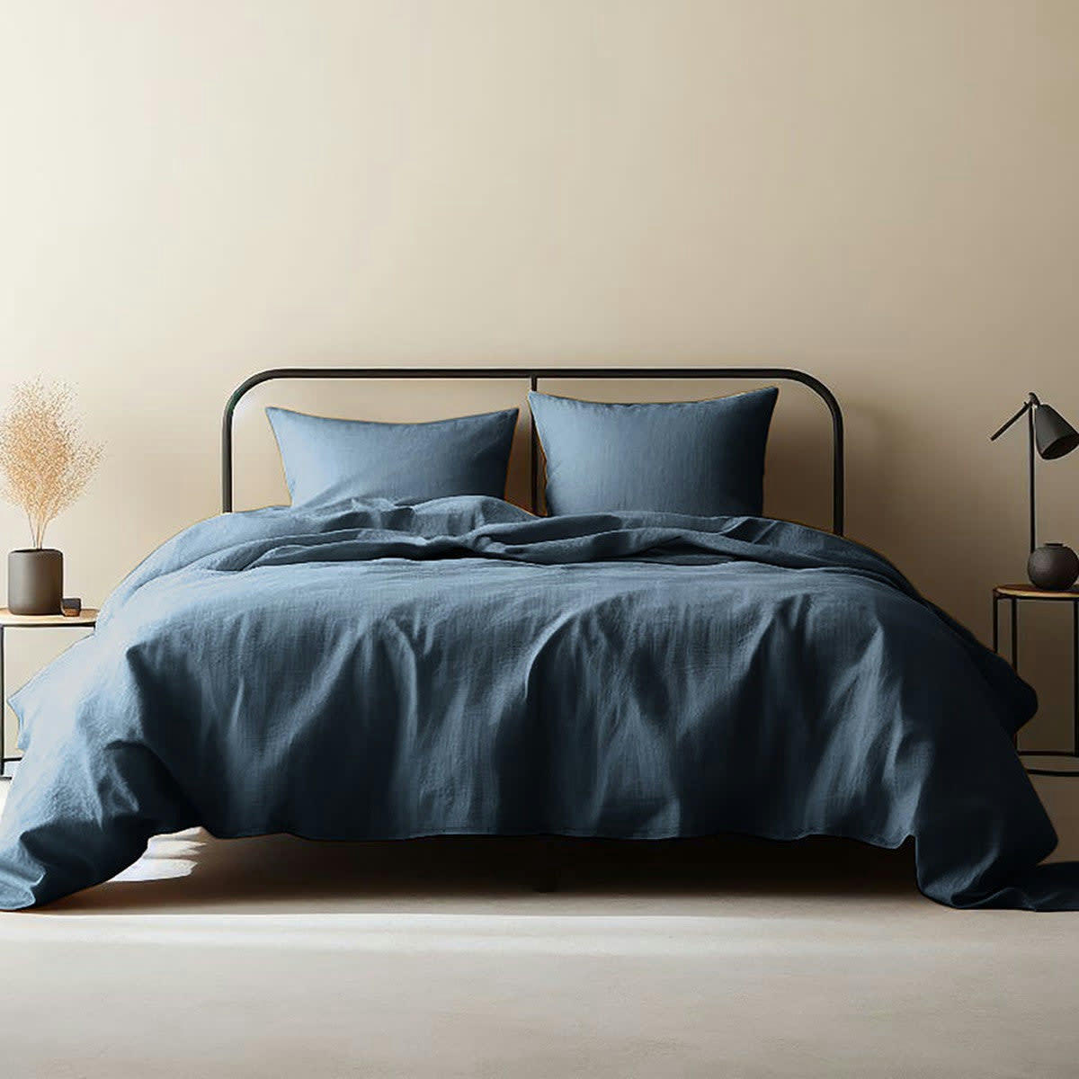 CLARA - Housse de couette gaze de coton  260x240 bleu encre