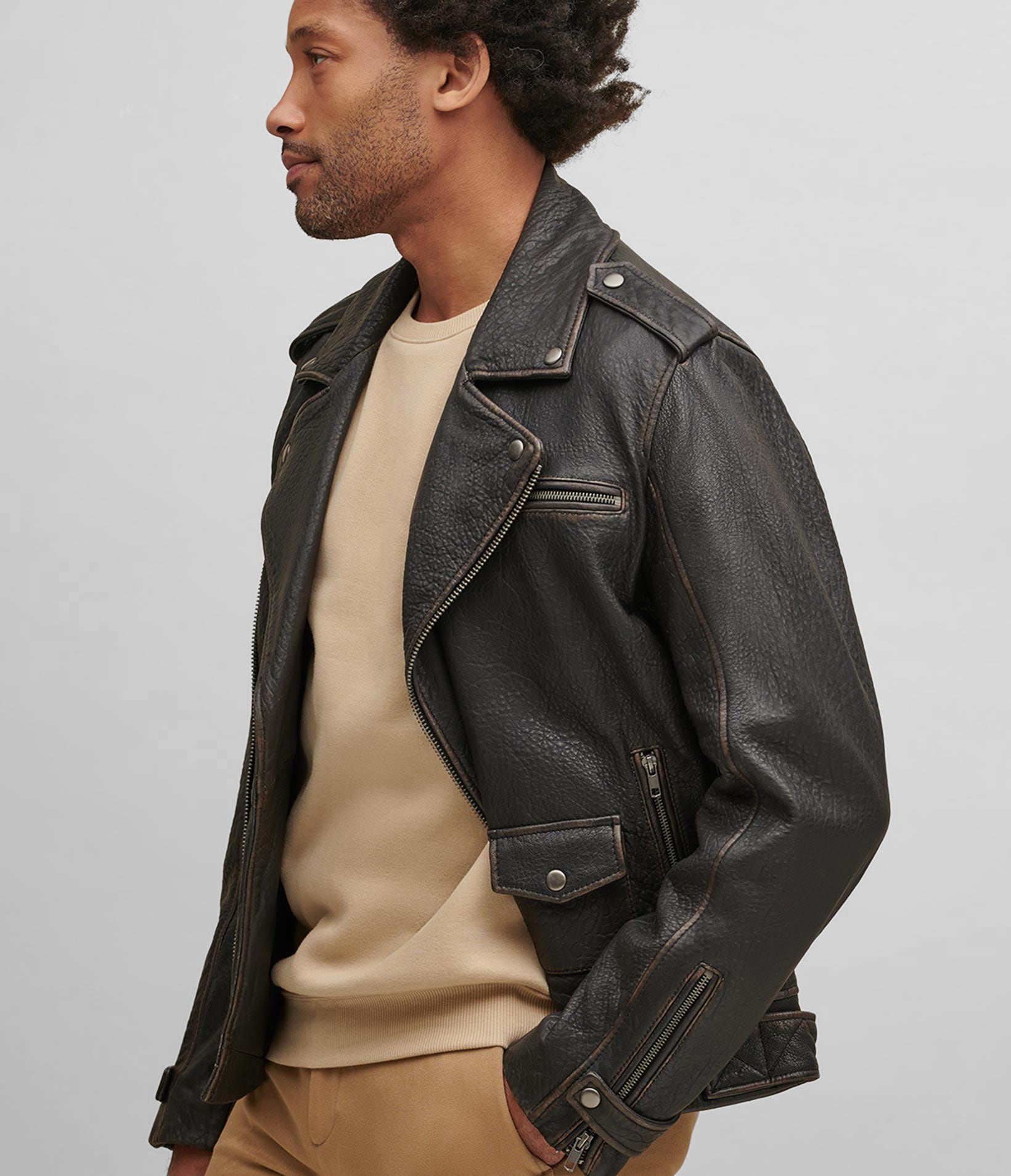 Mike Asymmetrical Leather Jacket