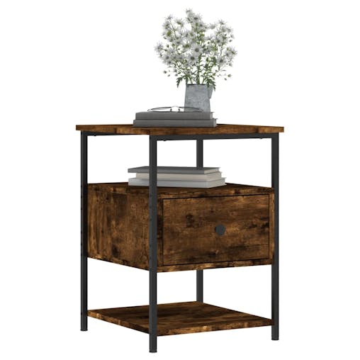NNEVL Bedside Cabinets 2 pcs Smoked Oak 40x42x56 cm Engineered Wood